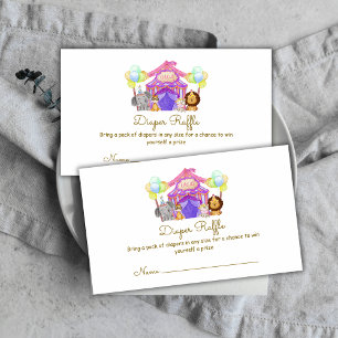 Safari Circus Balloon Diaper Raffe Baby Shower  Enclosure Card