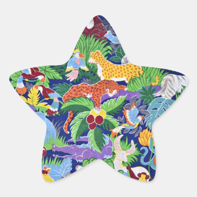 Safari, Colourful Animal Pattern, Star Sticker (Front)