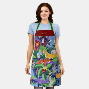 Safari, colourful wild animals, apron