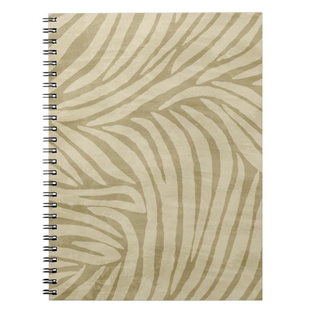 Safari Cream Zebra Animal Print Notebook (Front)