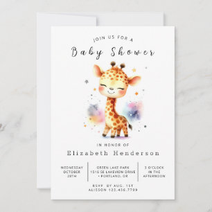 Safari Custom Giraffe Baby Shower Invitation