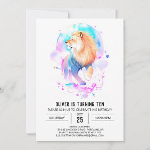 Safari Custom Lion Birthday Invitation