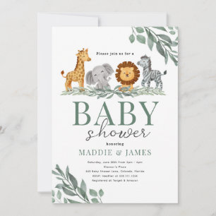 Safari Cute Animals Baby Shower Invitation