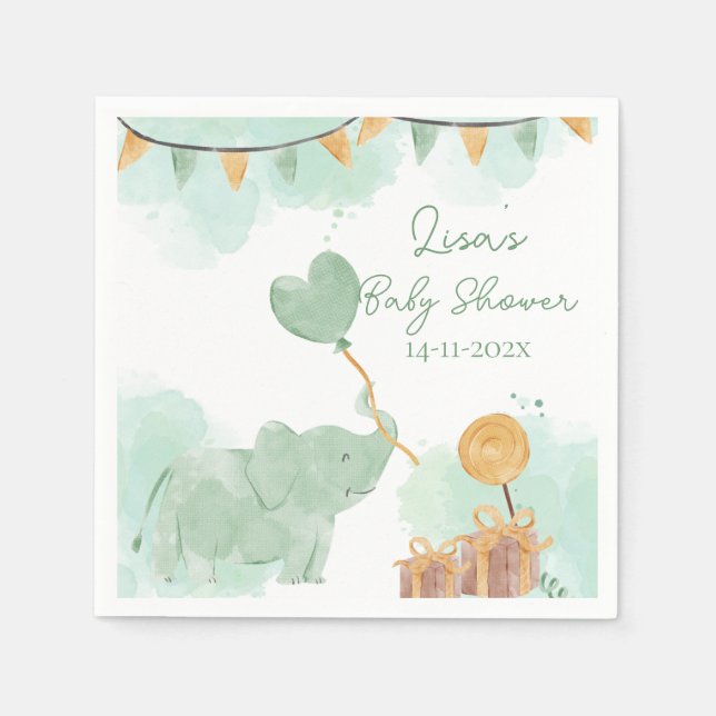Safari Cute Baby Animals Themed Baby Shower Party Napkin (Front)