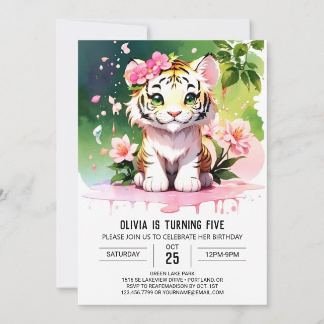 Safari Cute Tiger Birthday Invitation (Front)