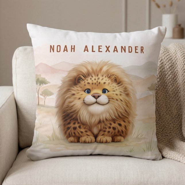 Safari Cute Zuberi The Fluffy Leopard Name Kids Cushion (Creator Uploaded)