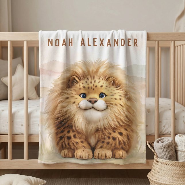 Safari Cute Zuberi The Fluffy Leopard Name Kids Fleece Blanket (Creator Uploaded)