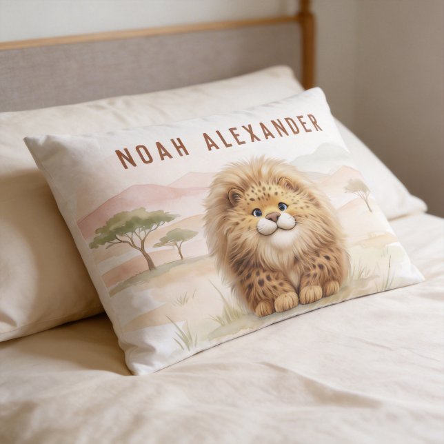 Safari Cute Zuberi The Fluffy Leopard Name Kids Pillowcase (Creator Uploaded)