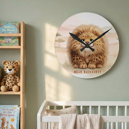 Safari Cute Zuberi The Fluffy Leopard Name Kids Round Clock