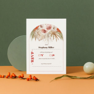 Safari Desert Boho Flowers Wedding RSVP Card