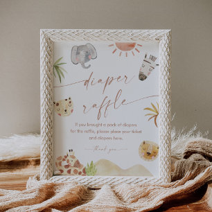 SAFARI Diaper Raffle Baby Shower Game Sign