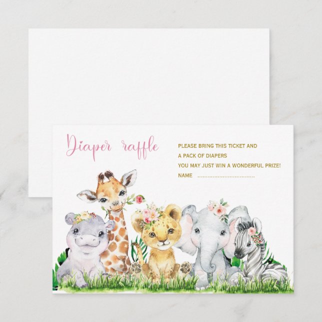 Safari Diaper raffle cards (Front/Back)