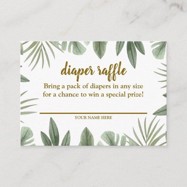 Safari Diaper Raffle Enclosure Card (Front)