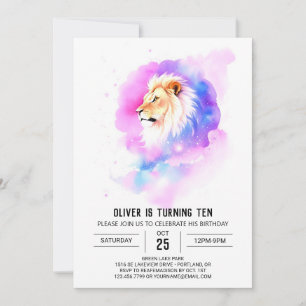 Safari Digital Lion Birthday Invitation