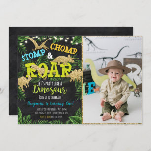 Safari Dinosaur Birthday Invitation With Photo