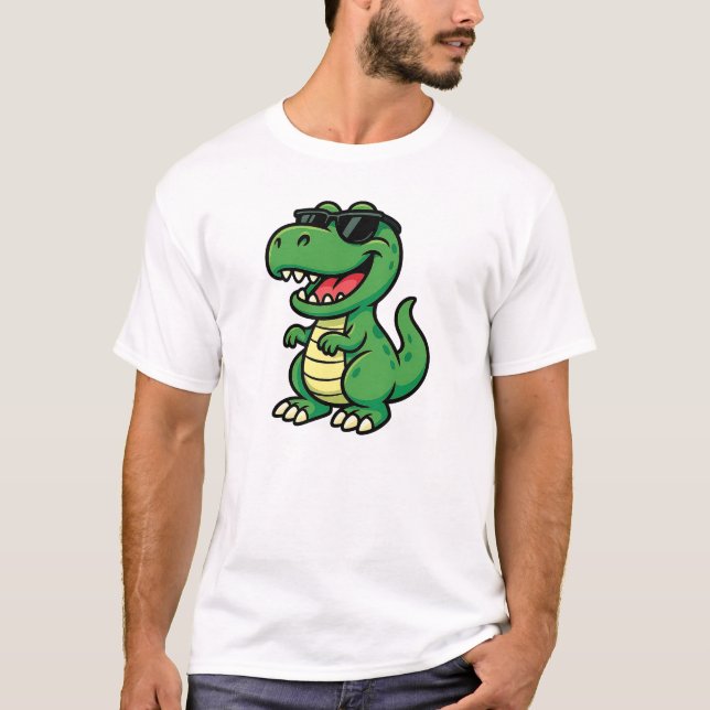 Safari dinosaur with Cool Shades T-Shirt (Front)