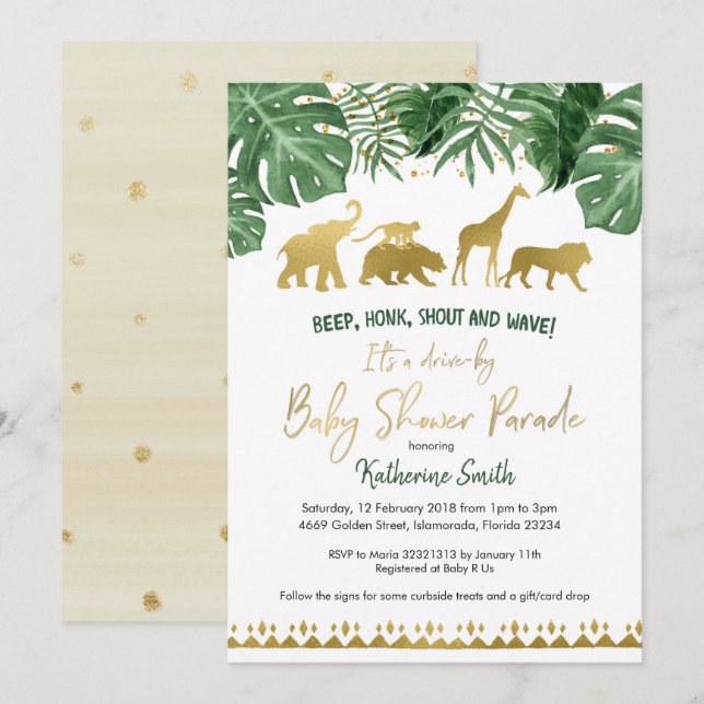 Safari Drive by Baby Shower Parade Invitation (Front/Back)