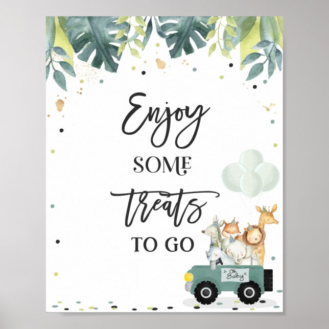Safari Drive By Baby Shower Treat Favor Sign (Front)