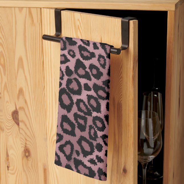Safari Dusty Rose Leopard Animal Print Tea Towel (Thirds Fold)