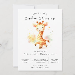 Safari Editable Giraffe Baby Shower Invitation