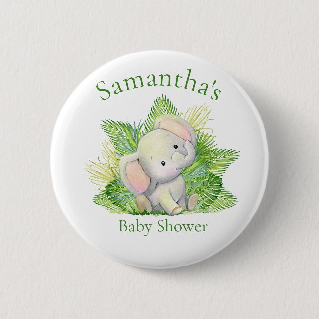 Safari Elephant  Baby Shower  Button (Front)