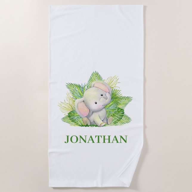 Safari Elephant  Beach Towel (Front)