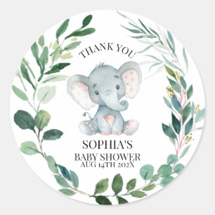 Safari Elephant Gender Neutral Baby Shower Classic Round Sticker
