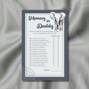 Safari Elephant Mummy or Daddy Baby Shower Game