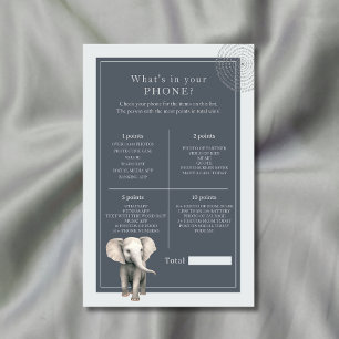 Safari Elephant What’s in Your Phone Baby Shower
