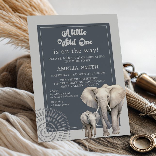 Safari Elephant Wild One Baby Shower Invitation (Creator Uploaded)