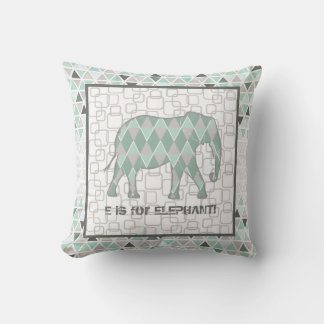 Safari Elephants Baby Boy Geometric Print Modern Cushion