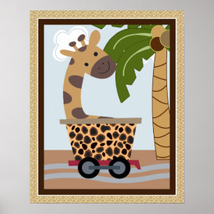 Safari Express Train Animals Nursery Art Poster