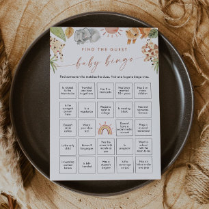 SAFARI Find The Guest Baby Bingo Game Card
