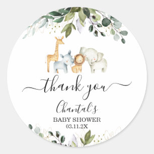 Safari Foliage Baby Shower Favour Sticker