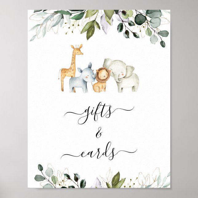 Safari Foliage Gender Neutral Baby Shower Sign (Front)
