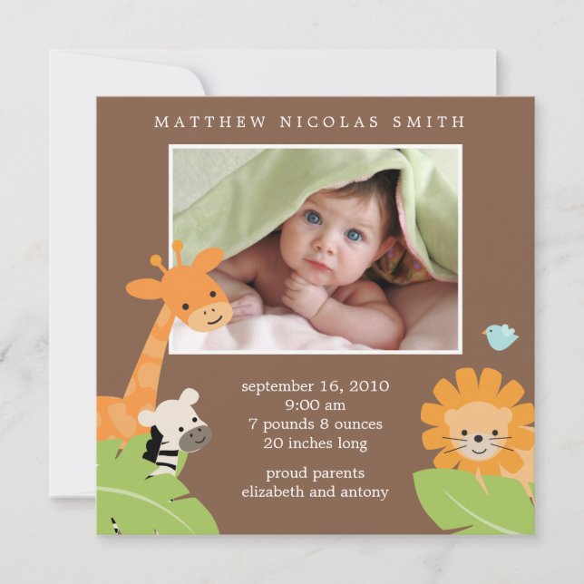 Safari Friends Birth Announcements (Front)
