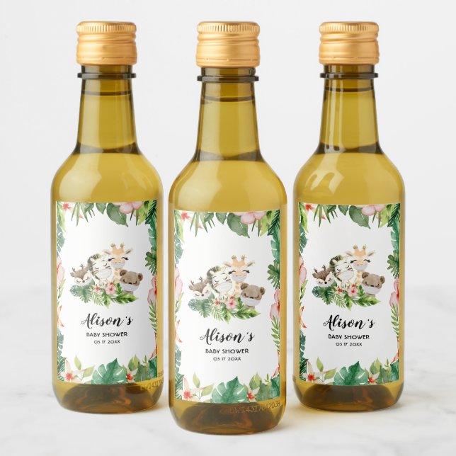 Safari Friends Drive Through | Baby Shower Mini Wine Label (Bottles)