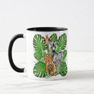 Safari friends- Giraffe, Zebra, Tiger, jungle Mug