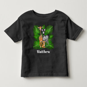 Safari friends- Giraffe, Zebra, Tiger, jungle Todd Toddler T-Shirt