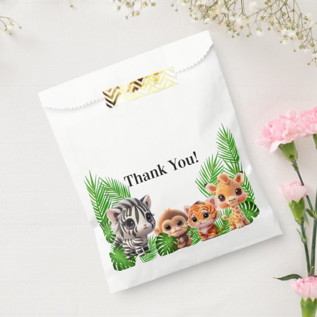 Safari friends tiger giraffe zebra monkey birthday favour bags (Sealed)