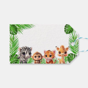 Safari friends tiger giraffe zebra monkey birthday gift tags