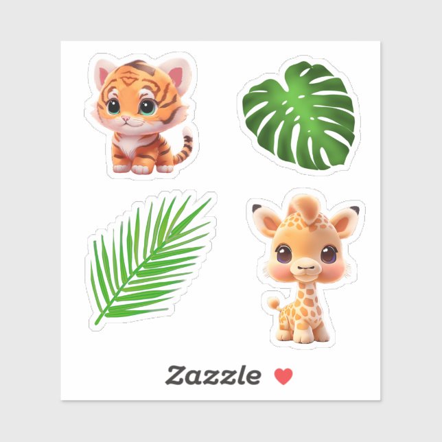 Safari friends tiger giraffe zebra monkey elephant (Sheet)