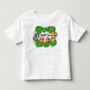 Safari friends tiger giraffe zebra monkey elephant toddler T-Shirt