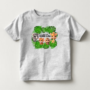 Safari friends tiger giraffe zebra monkey elephant toddler T-Shirt