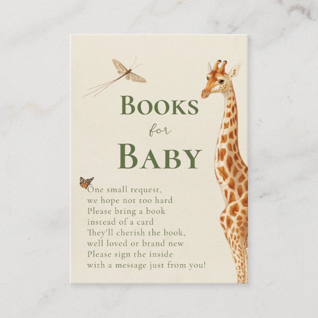 Safari Gender Neutral Giraffe Books for Baby  Enclosure Card (Front)