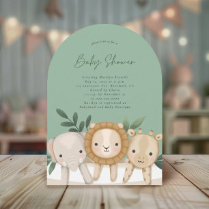 Safari Gender Neutral Sage Green Baby Shower Invitation