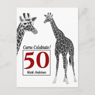 Safari Giraffe 50th Birthday Party Invitation