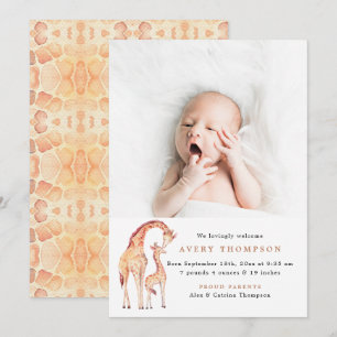 Safari Giraffe Baby Photo  Birth Announcements