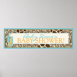 Safari Giraffe Baby Shower Banner Poster