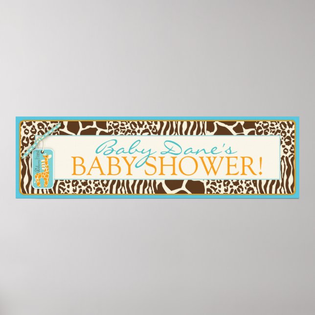 Safari Giraffe Baby Shower Banner Poster (Front)